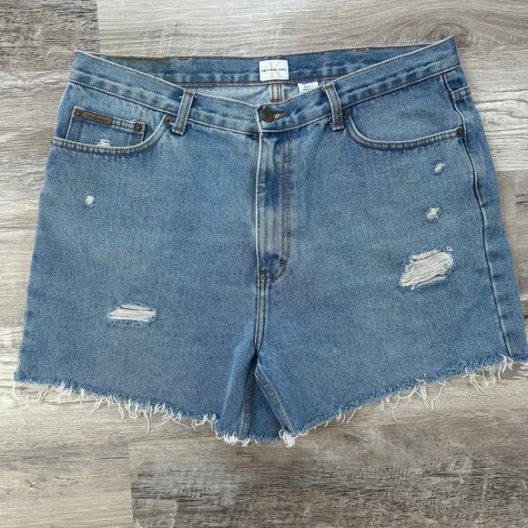 Calvin Klein Jeans Distressed High Rise Cutoff Denim Shorts | Vintage Y2K 90s - Picture 1 of 6